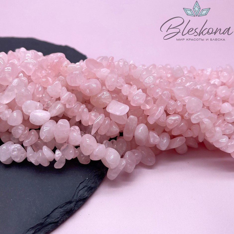 Крошка Розовый кварц ширина бусин ~ 6-13 мм
