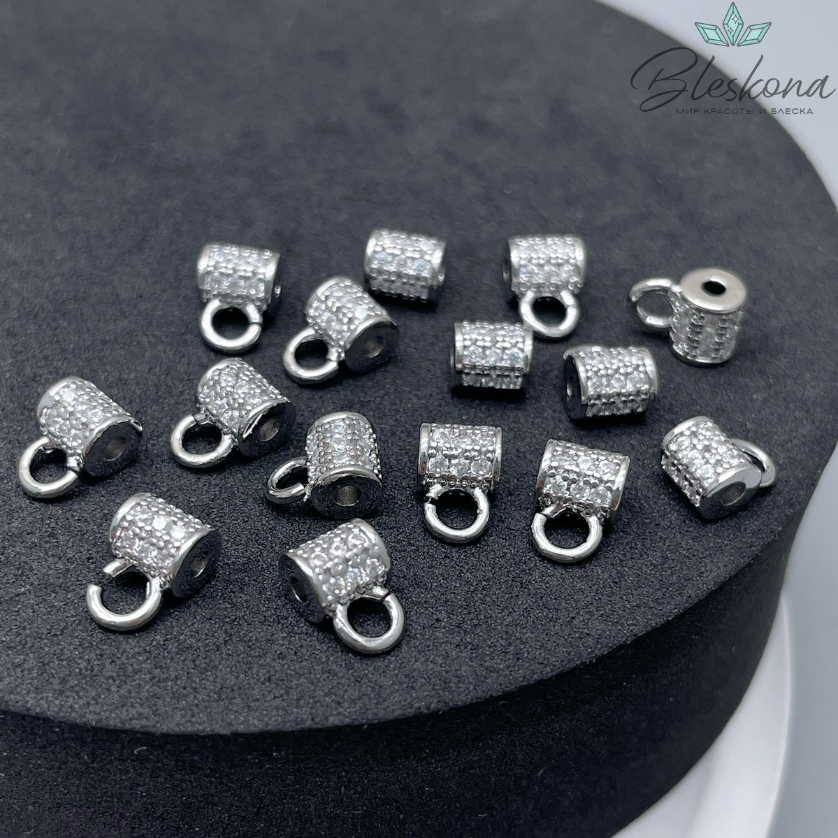 5,2*7,7 мм Цвет серебро, Бейл широкий цирконы разъемное кольцо