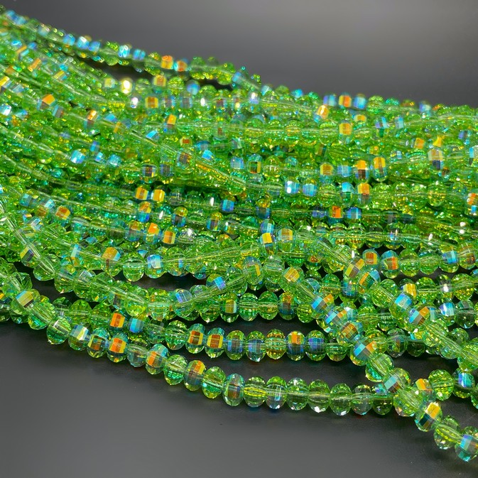 4,5*6 мм Стекло Lux, рондель прямоуг. огр., цвет светло- зеленый