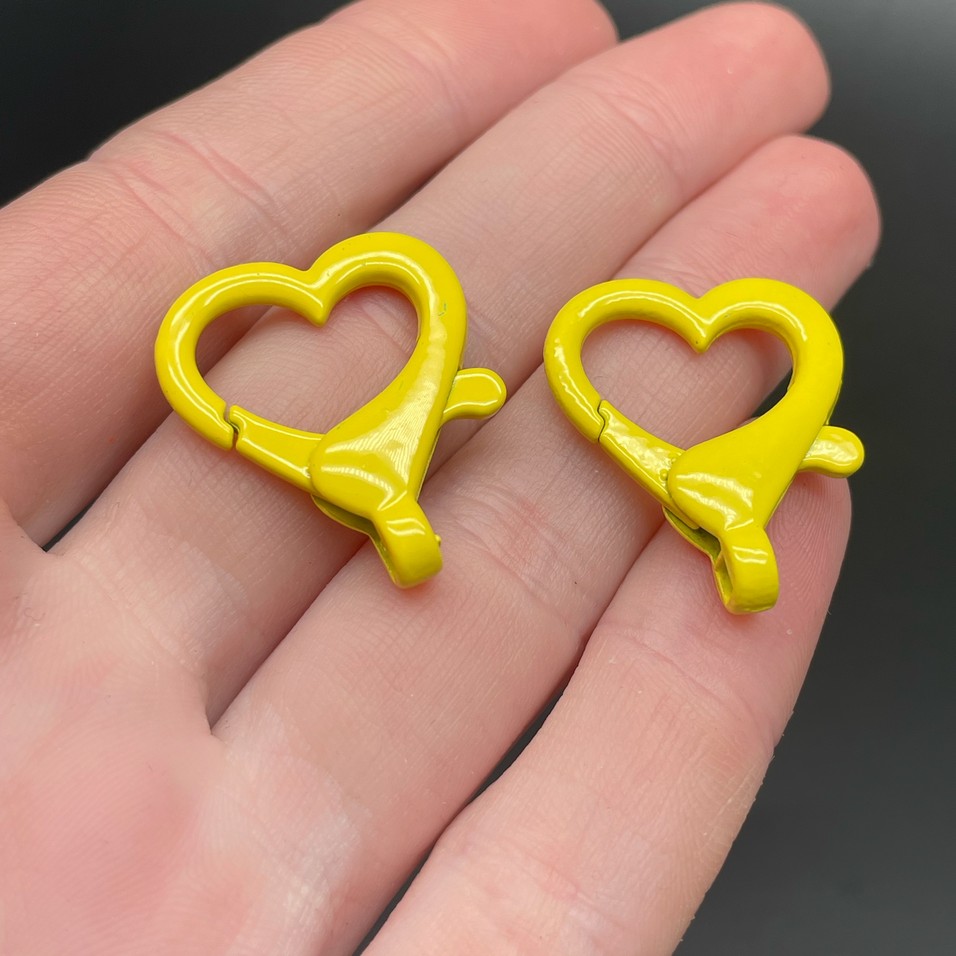 22*26мм , Замок крупный сердце желтая  эмаль 