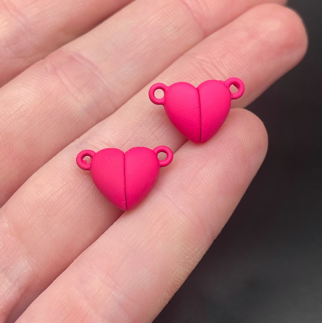 10*15,5мм , Замок магнитный сердце малиновая эмаль  матовая