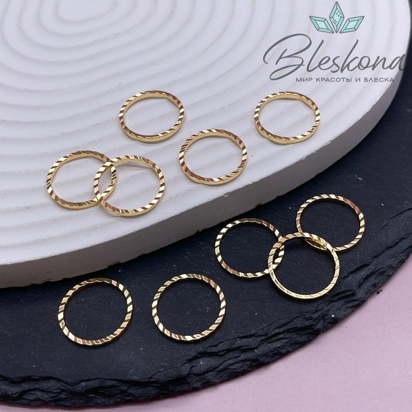 16 мм Цвет золото, Подвеска Кольцо рифленое