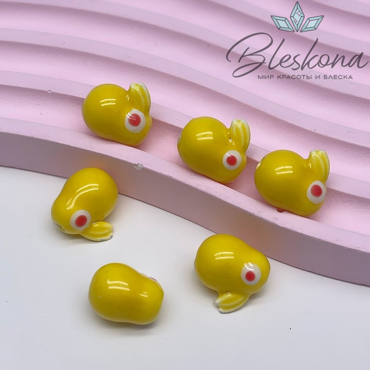 13 мм Керамика бусина кролик желтый
