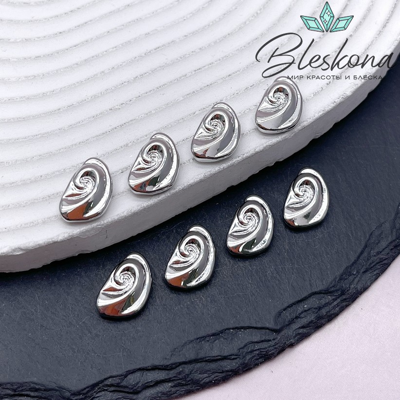 14*9 мм Цвет серебро, Подвеска-бусина ракушка 