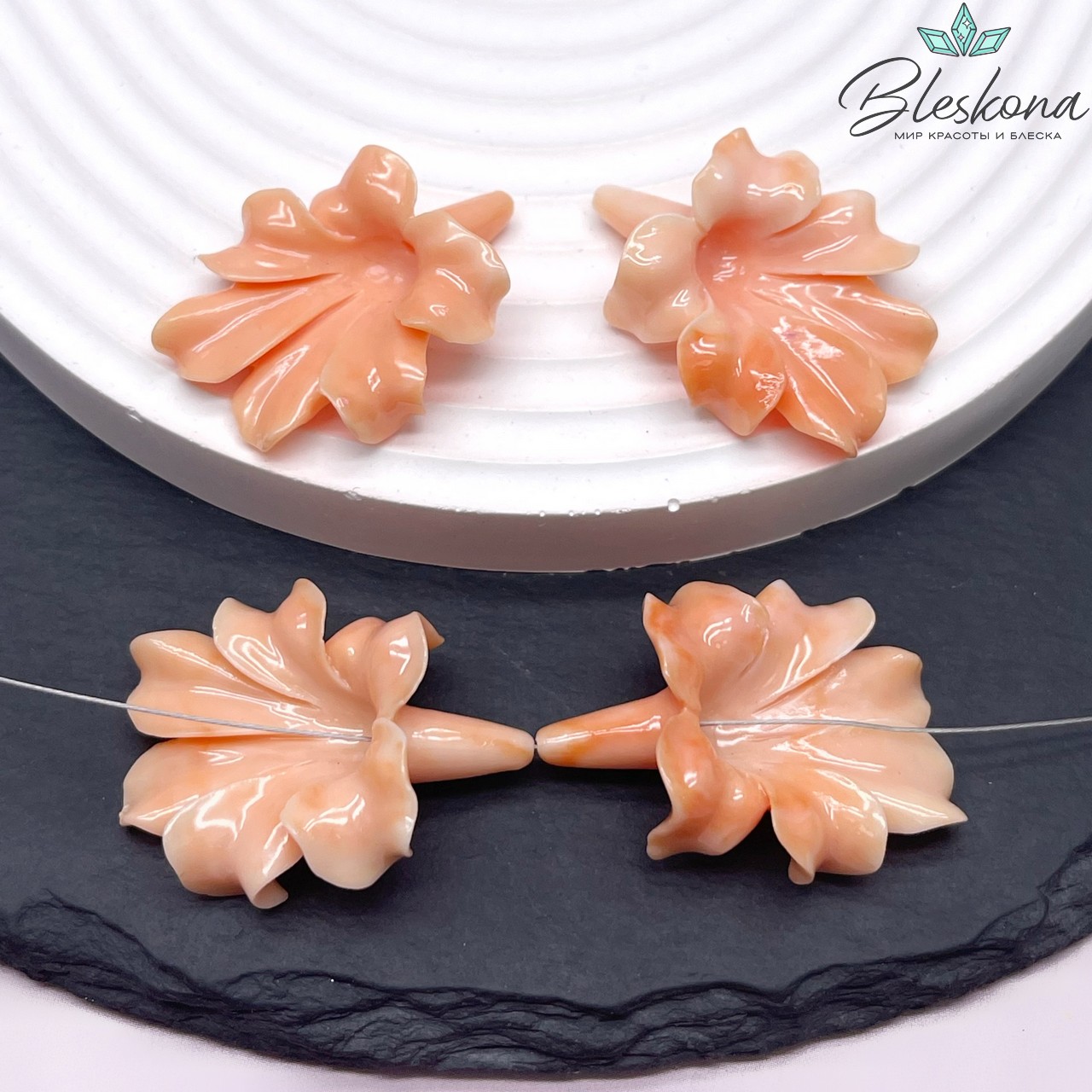 35*25 мм Подвеска цветок цвет оранжевый 