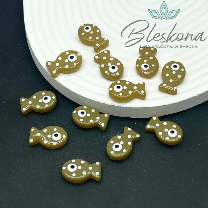 20*12 мм  Бусина рыбка оливковая