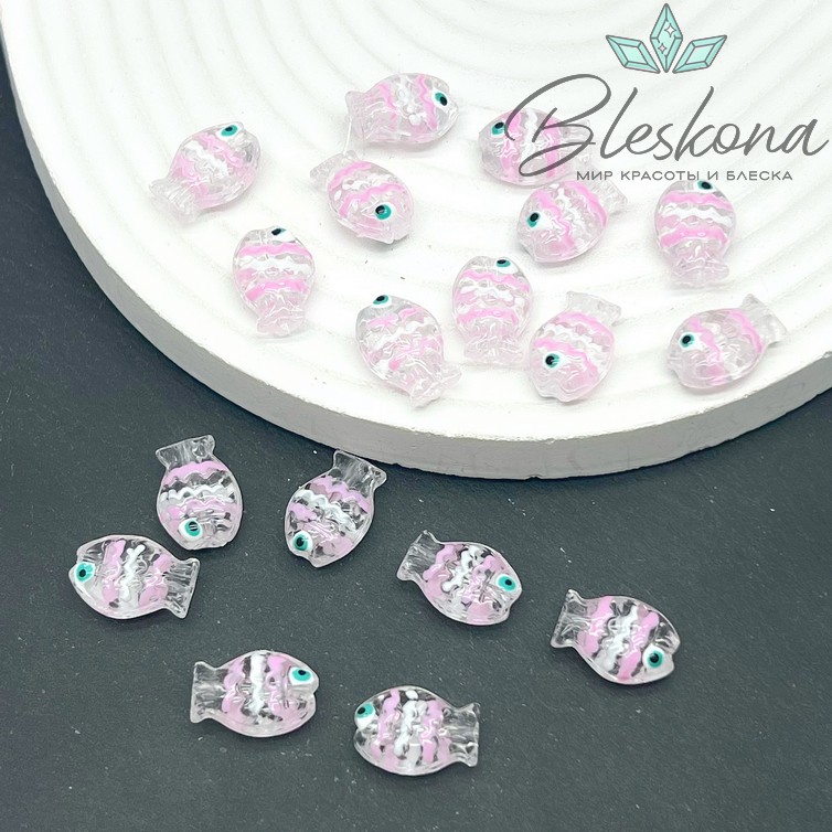 14*10 мм  Бусина рыбка прозрачная