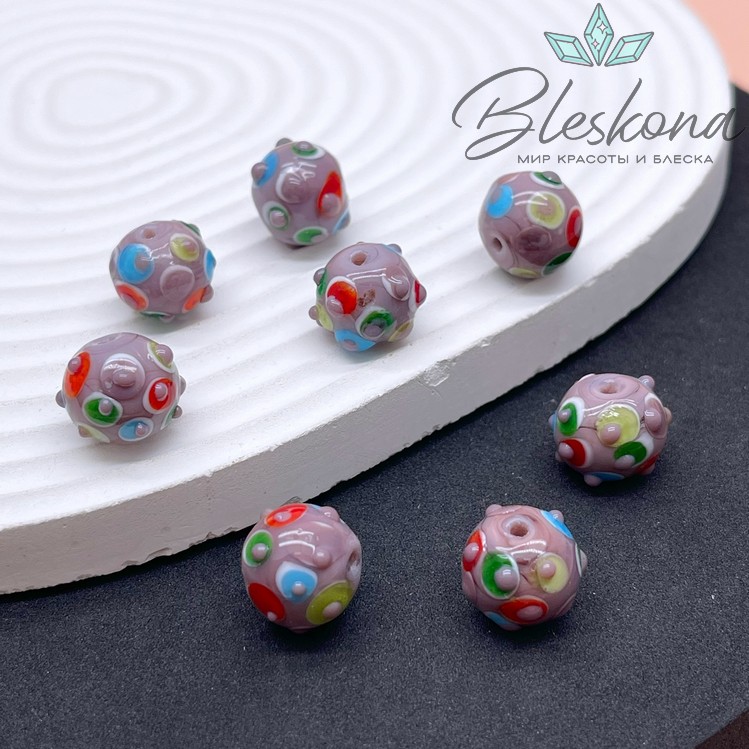 11 мм Бусина шар лиловый пупырчатый