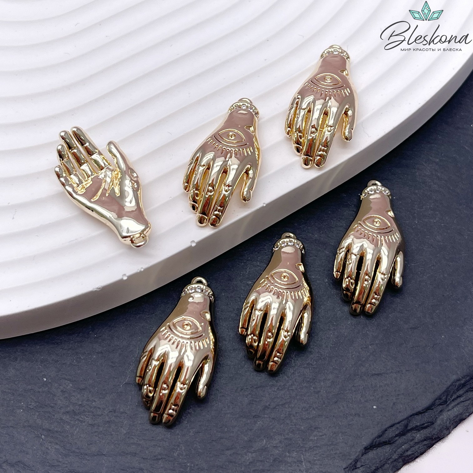 25*12 мм Цвет золото, Подвеска рука глаз Фатимы 
