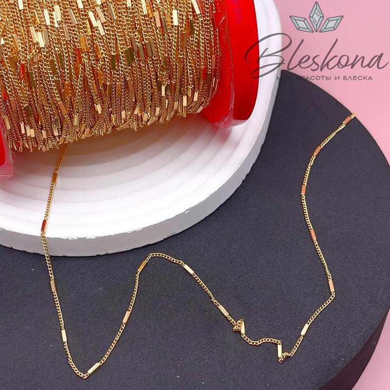 Цепь №155-1 цвет золото, палочка 1,5*1,2 мм
