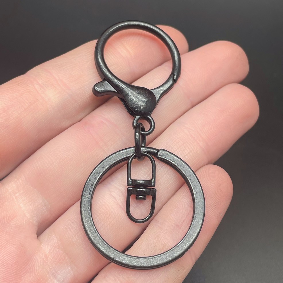 30 мм, Основа для брелока черная эмаль круглый замок