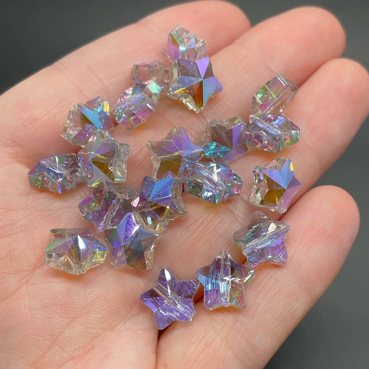 9,5 мм, Стекло Lux бусина звезда фиолетово-голубая уп.10шт