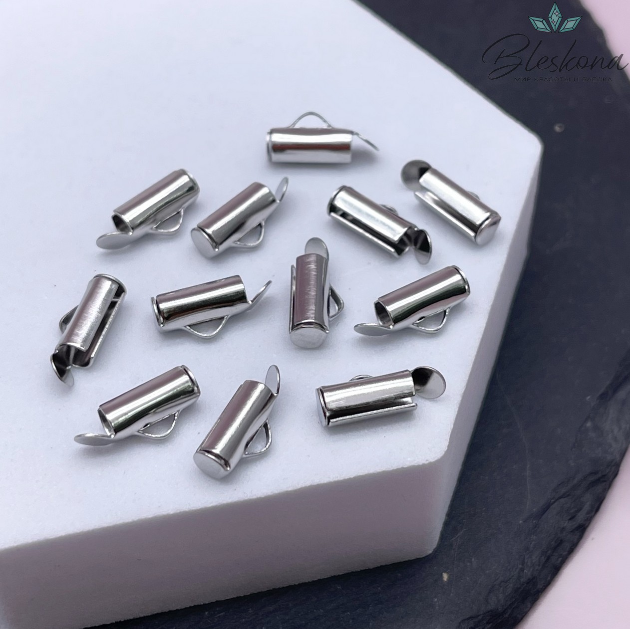 9,5*4 мм, Цвет серебро, Зажим-слайдер (концевик)  