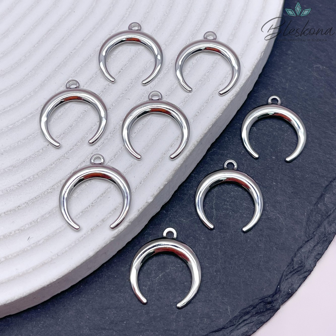 19*17,7 мм Цвет серебро, Подвеска Лунница гладкая