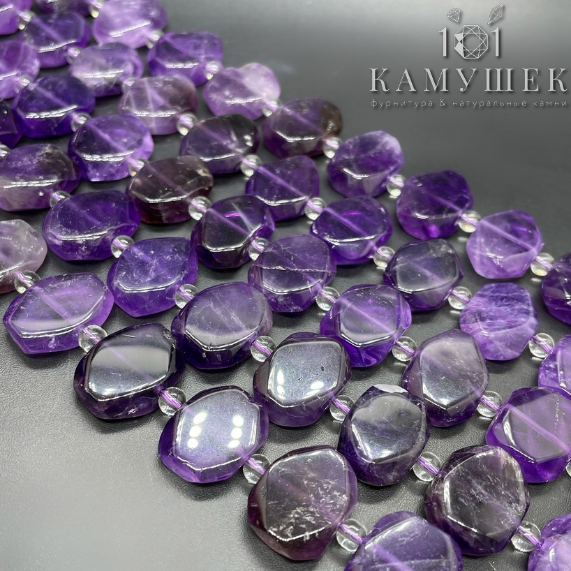 Аметист фриформ плоский огранка №8 (16-17)*(12,5-13) мм