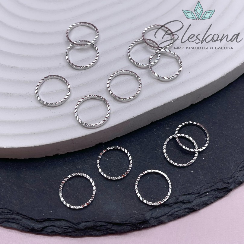 12 мм Цвет серебро, Подвеска Кольцо рифленое