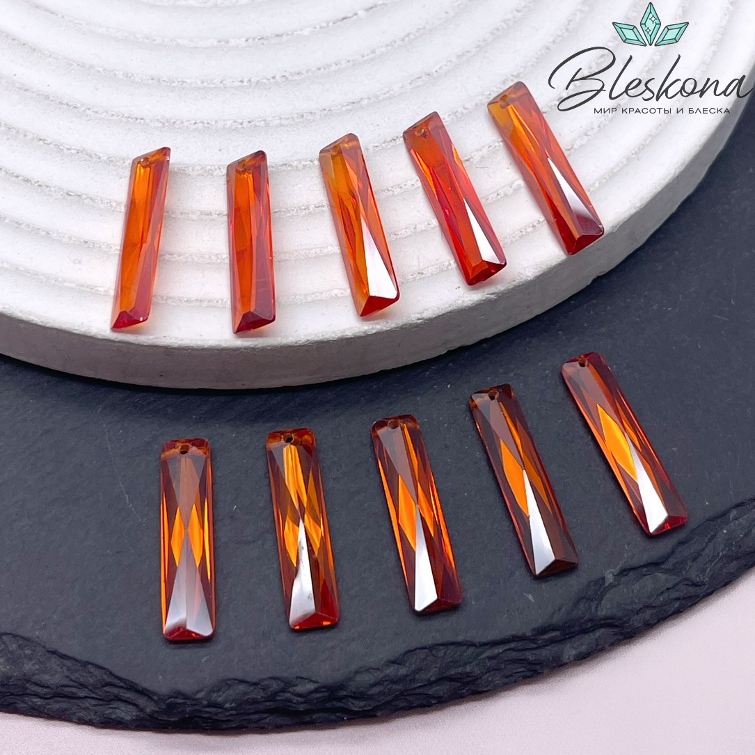 20*4,8 мм, Подвеска Циркон прямоугольник оранжевый (кубический цирконий, фианит) 