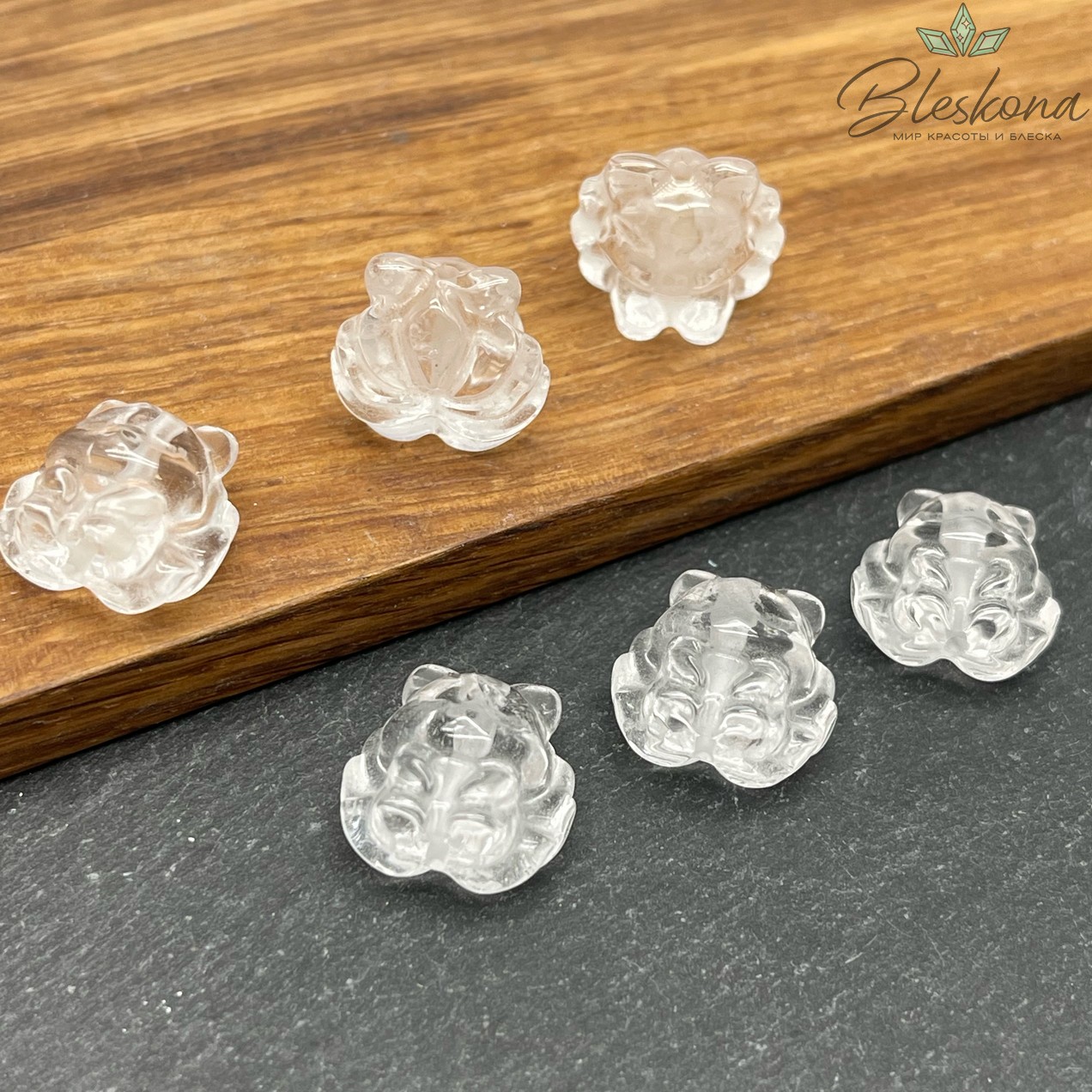 14,5*15 мм Резная Бусина Девятихвостая Лиса №2 Горный Хрусталь