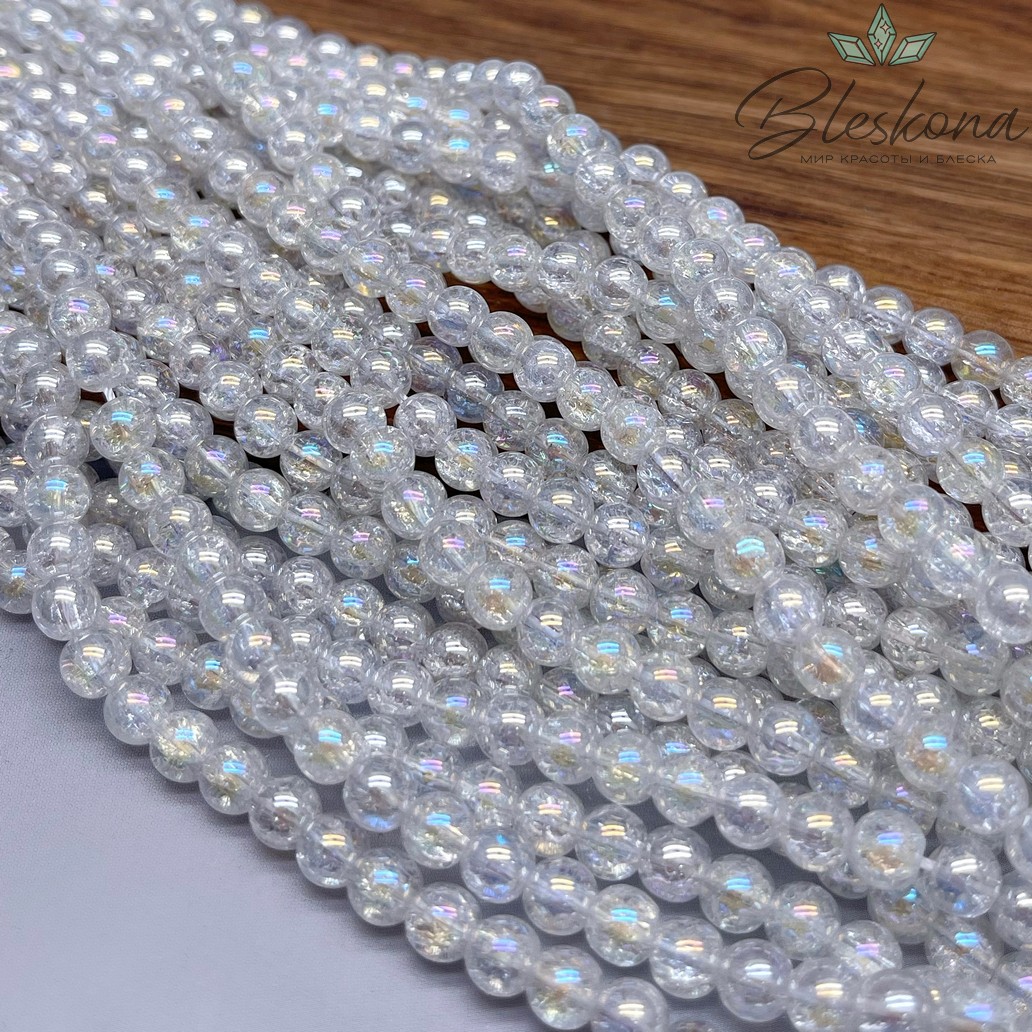 Кварц снежный белый с переливом (имитиация) 6 мм