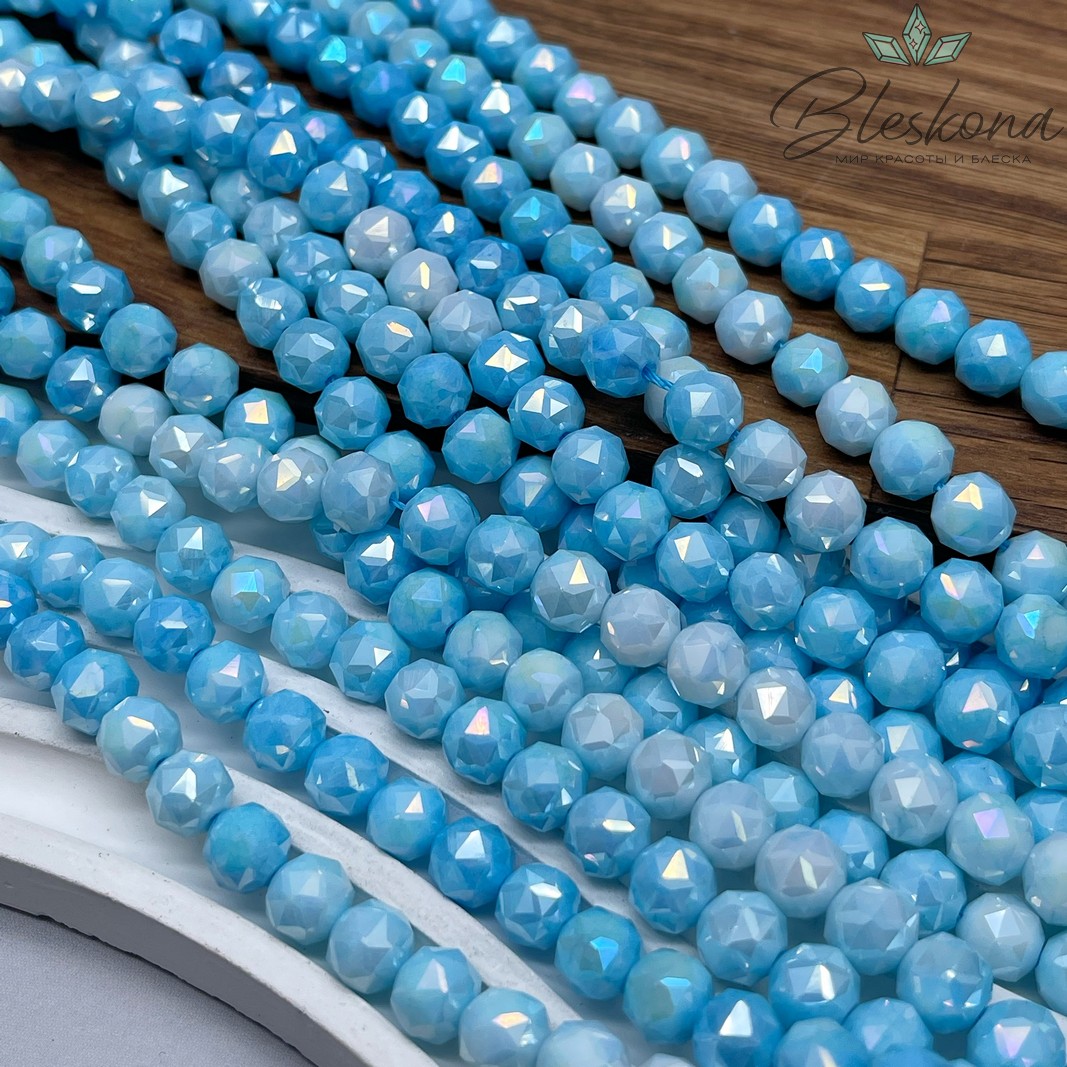 Стекло Lux голубое огранка  8 мм