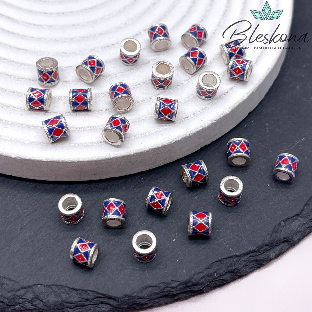 5,6*5,8мм Бусина Ромбики №1 эмаль посеребрение