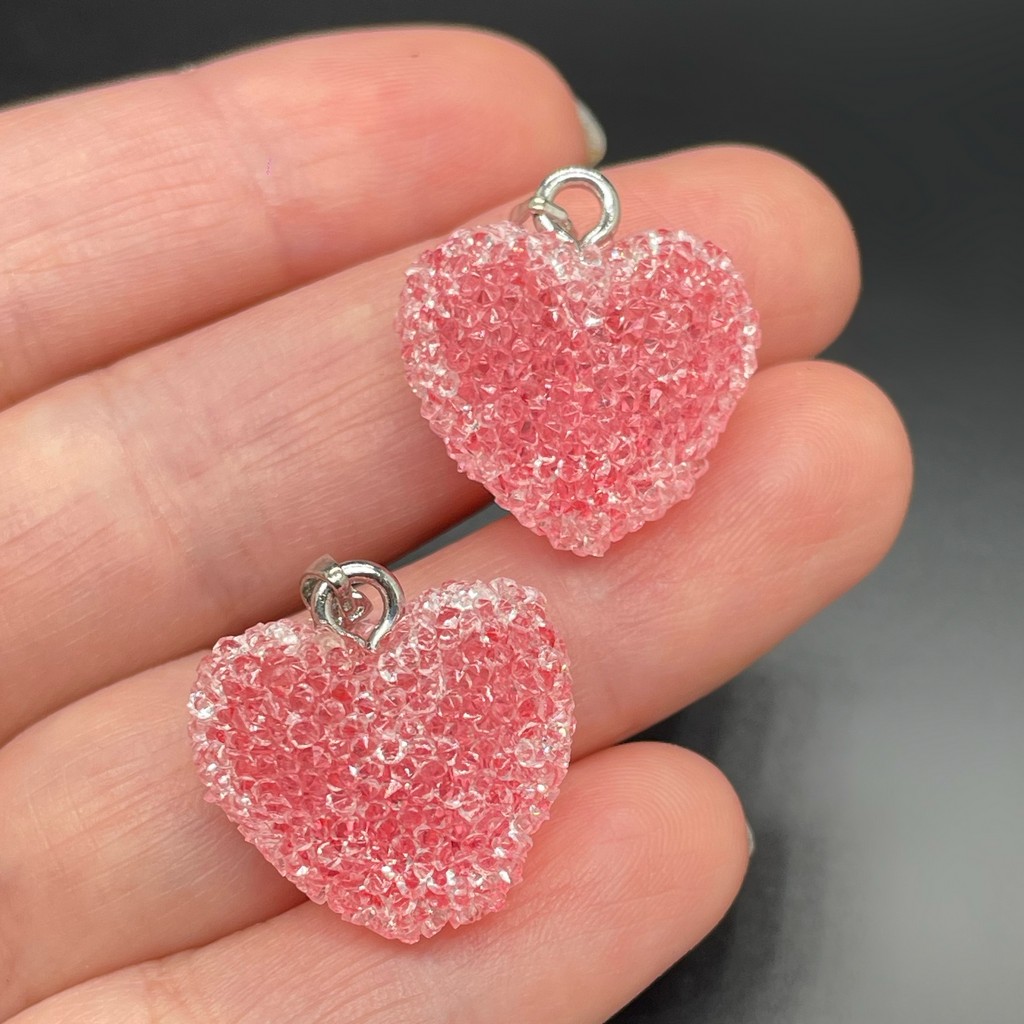 19*20 мм, Цвет серебро, Подвеска мармеладное сердце малиновое