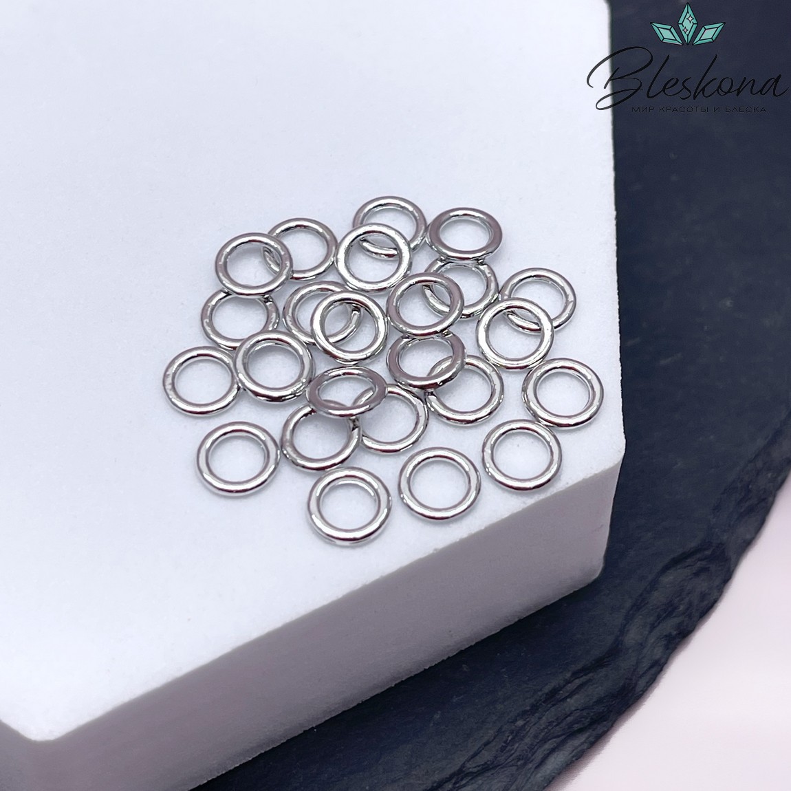 6*0,8 мм Колечки неразъемные, цвет серебро  уп. 1гр. 