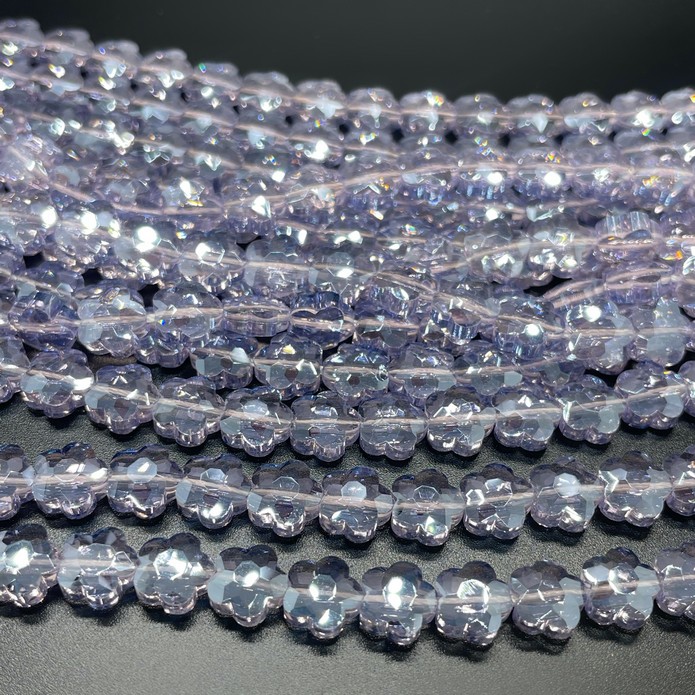 8 мм Стекло Lux, цветок, цвет бледно- лиловый 