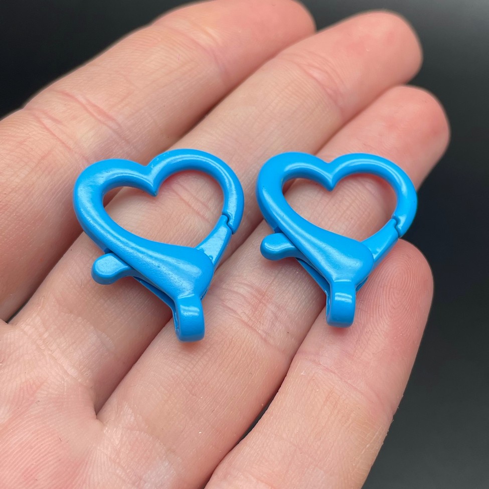 22*26мм , Замок крупный сердце светло-синяя  эмаль 