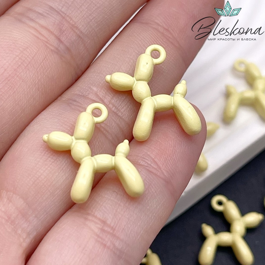 14*18 мм, Подвеска пудель светло-желтая эмаль