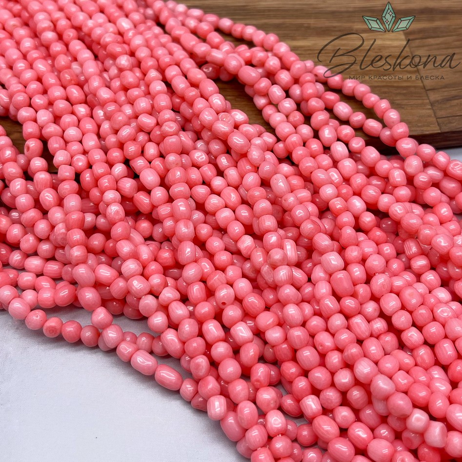 Коралл розовый галтовка (Коралловые водоросли) 4-6 мм