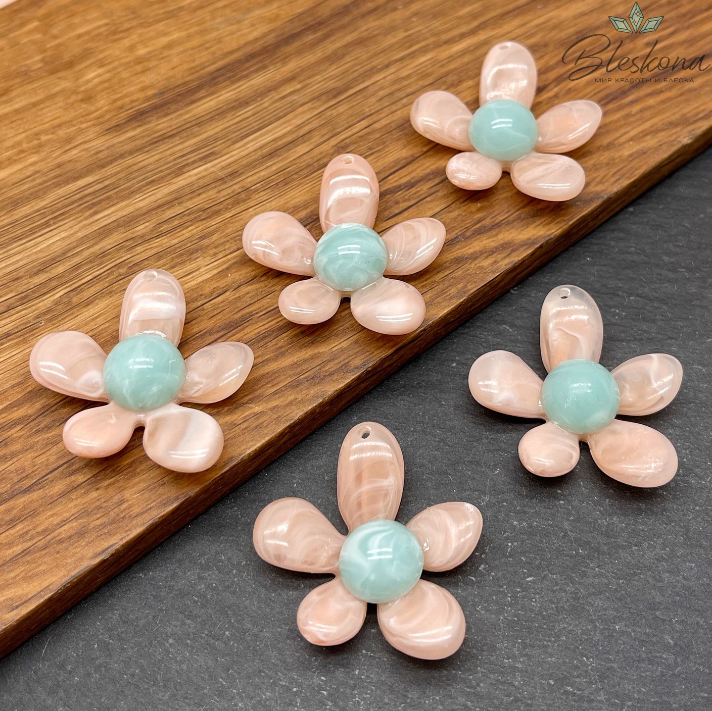 36*30 мм Подвеска цветок цвет бледно- розовый 