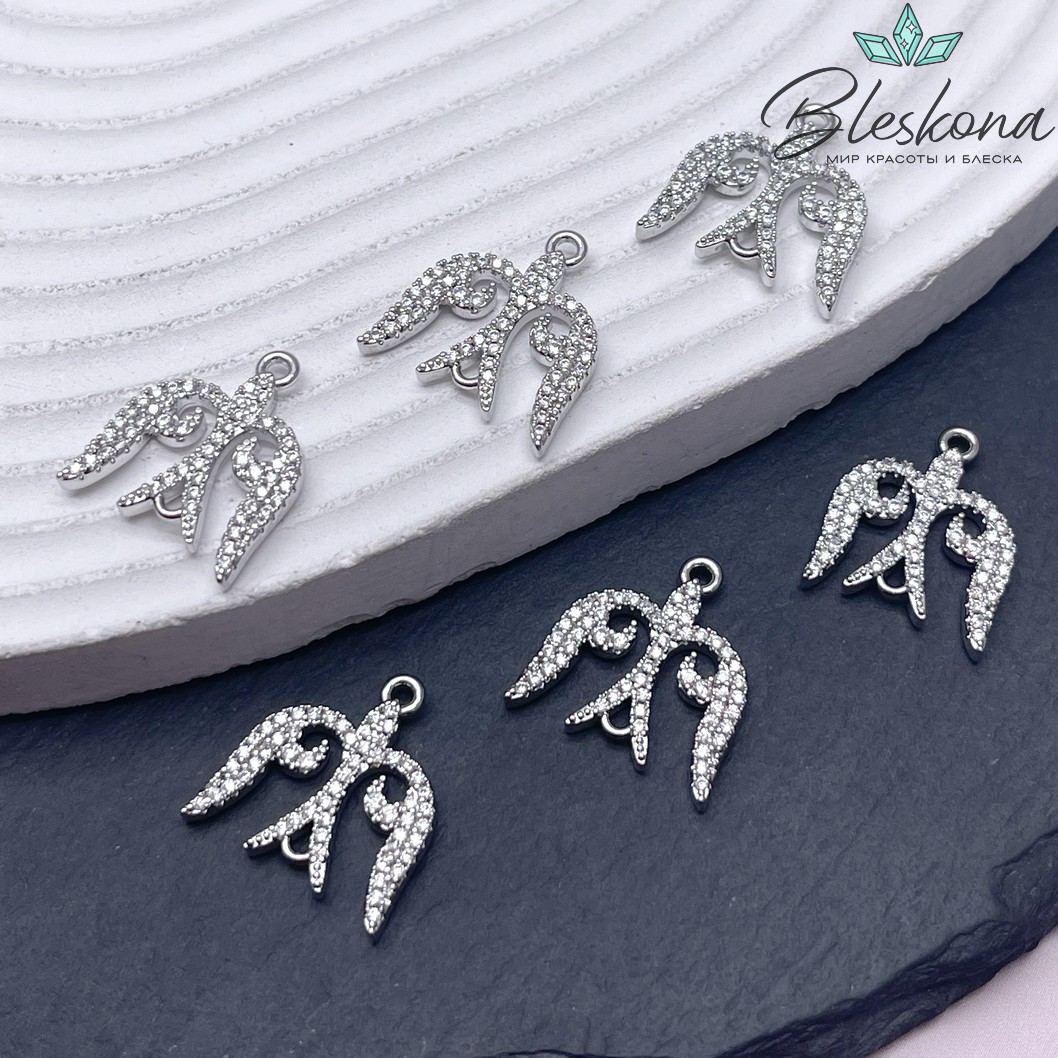 17,5*17 мм Цвет серебро, Коннектор Этно №1 с цирконами