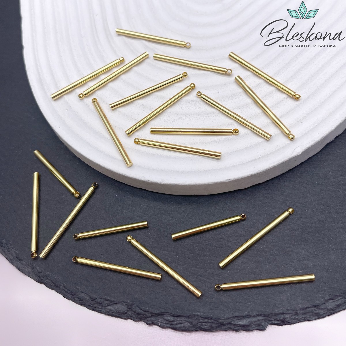 30 мм Подвеска палочка круглая цвет золото