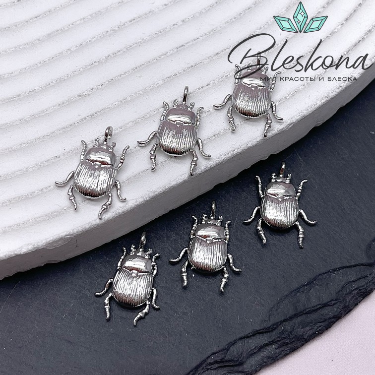 16,8*12,8 мм Цвет серебро, Подвеска Жук скарабей