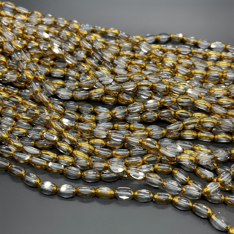 4,3*6,5 мм Стекло Lux, рис огранка, цвет прозрачный  в обрамлении