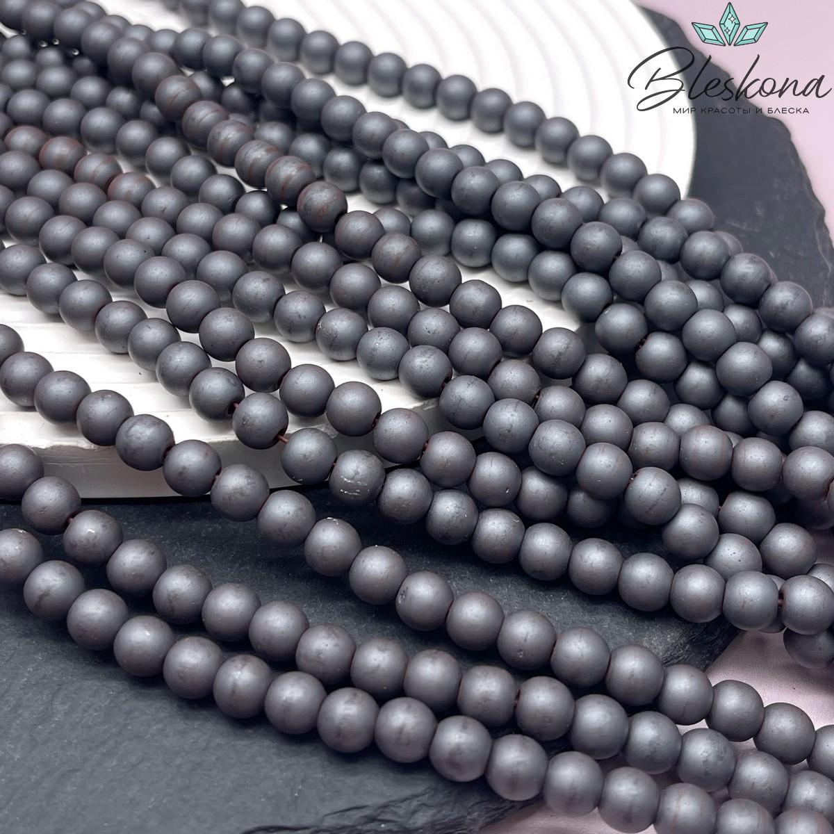 6 мм Гематин имитация, цвет Графит