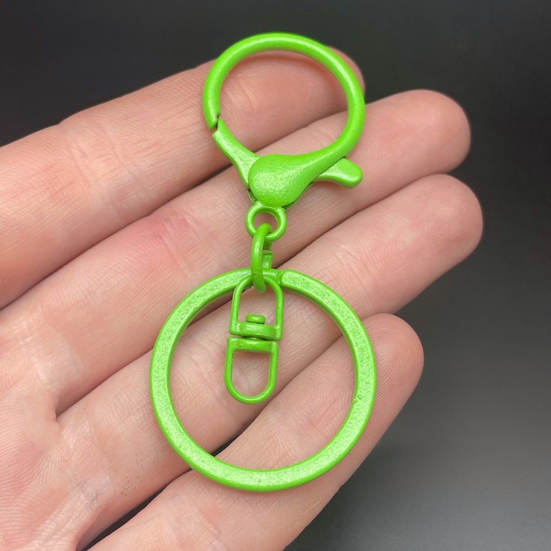 30 мм, Основа для брелока светло-зеленая эмаль круглый замок