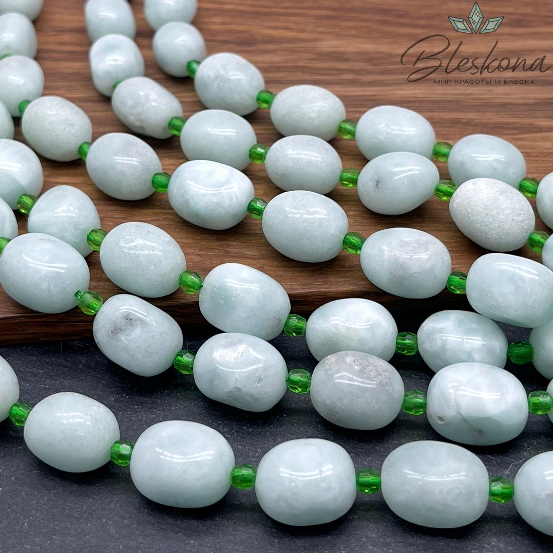 Волластонит (синтетический) зеленый галтовка (14-16)*(11-12) мм