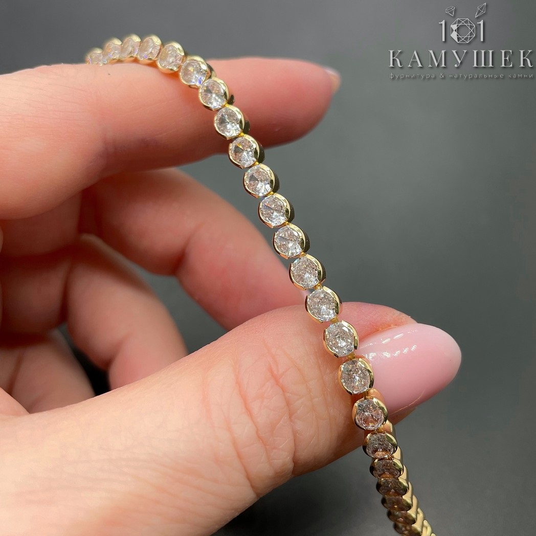 Цепь №216-1 цвет золото, стразовая лента 3,5 мм