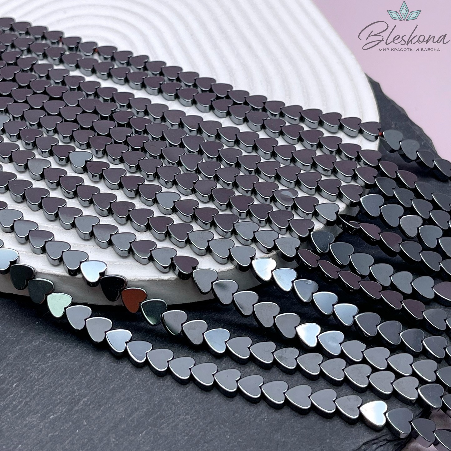 6 мм Гематин сердце плоское, имитация