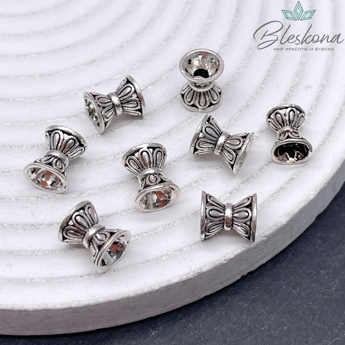 8*7,5 мм Разделитель мельхиор шапочки узор №2