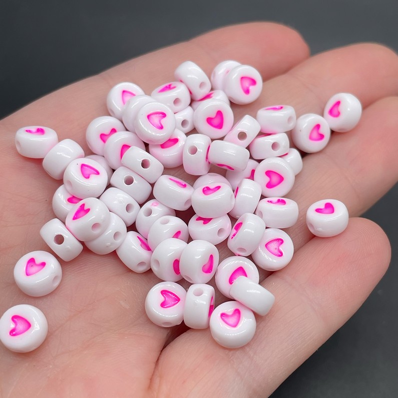 7 мм, Бусина круг сердце  уп.10 гр