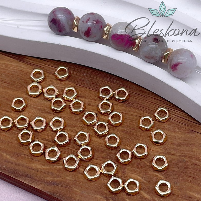 5,5 мм Цвет золото, Бусина-разделитель пятиугольник 