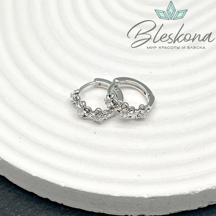 16мм Цвет серебро, Швензы Конго цветы с цирконами Люкс