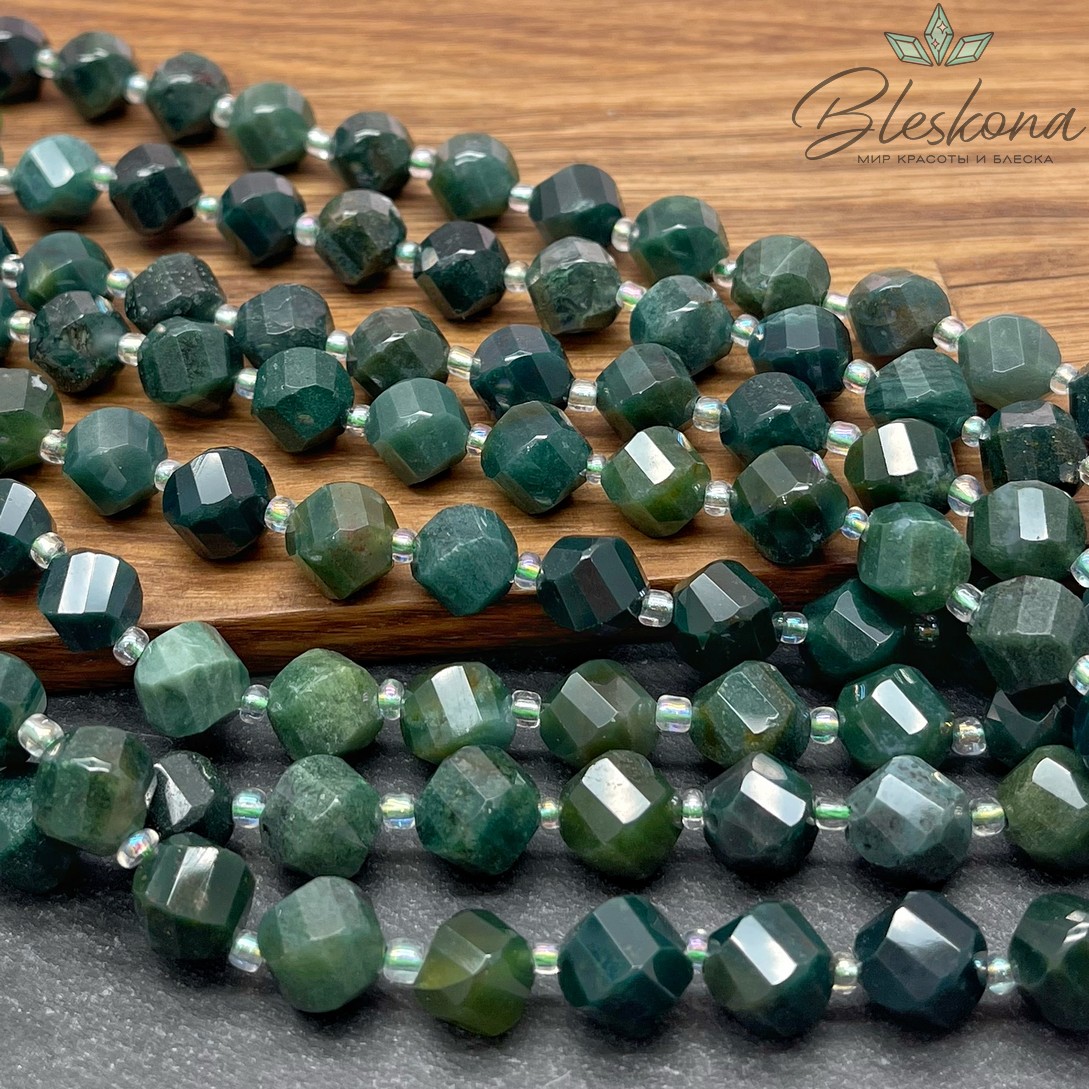 Агат моховой огранка прямоугольная 10 мм