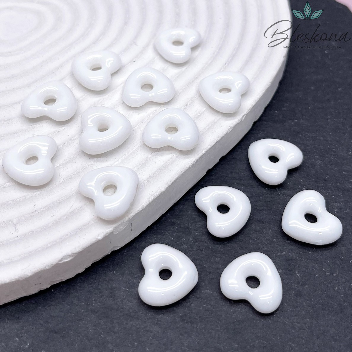 14*15 мм Подвеска сердце белое