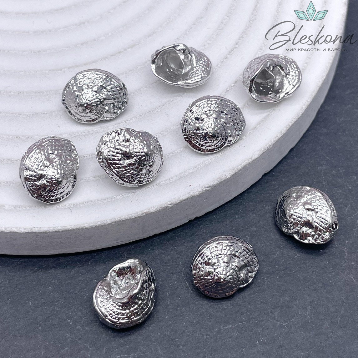 13*11 мм Цвет серебро, Подвеска Ракушка улитка 