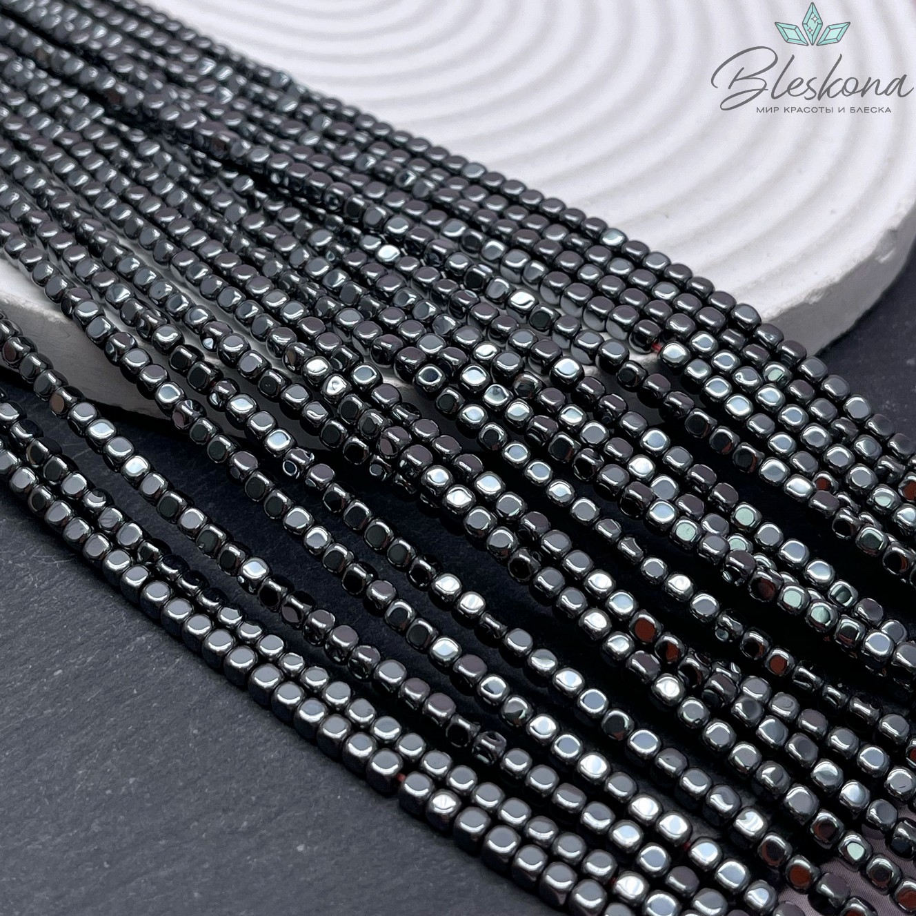 3мм Гематин имитация, куб округленные стороны