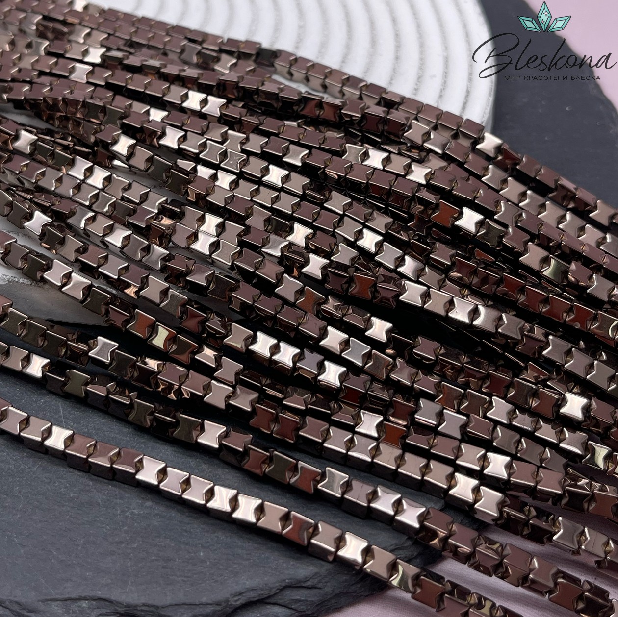 4 мм Гематин имитация куб песочные часы, цвет коричневый №1 (шоколадный)